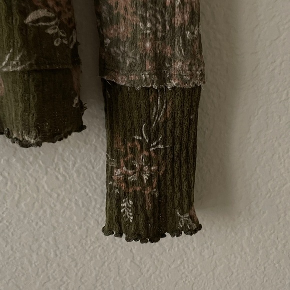 Free People Olive Floral Long Sleeve Top - Picture 8 of 15